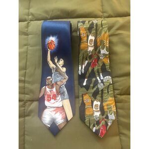 Lot of 2 Vintage Basketball Inspired Ties Coach Men Vauda Mazzeo